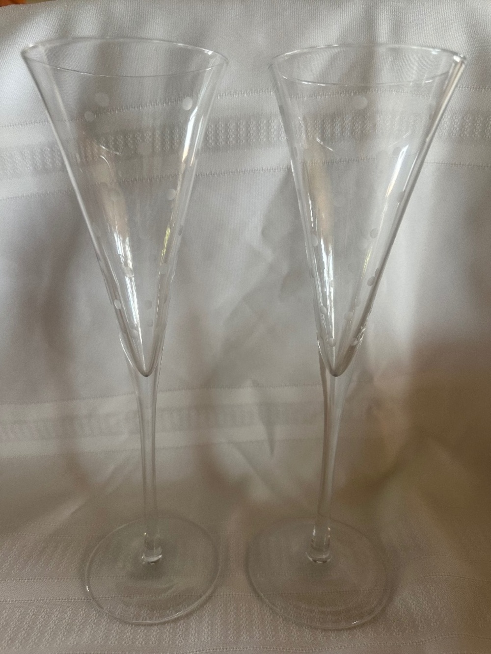 Kate Spade & Lenox Wedding Crystal Polka Dot Champagne Flutes